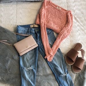 Crochet-knit sweater